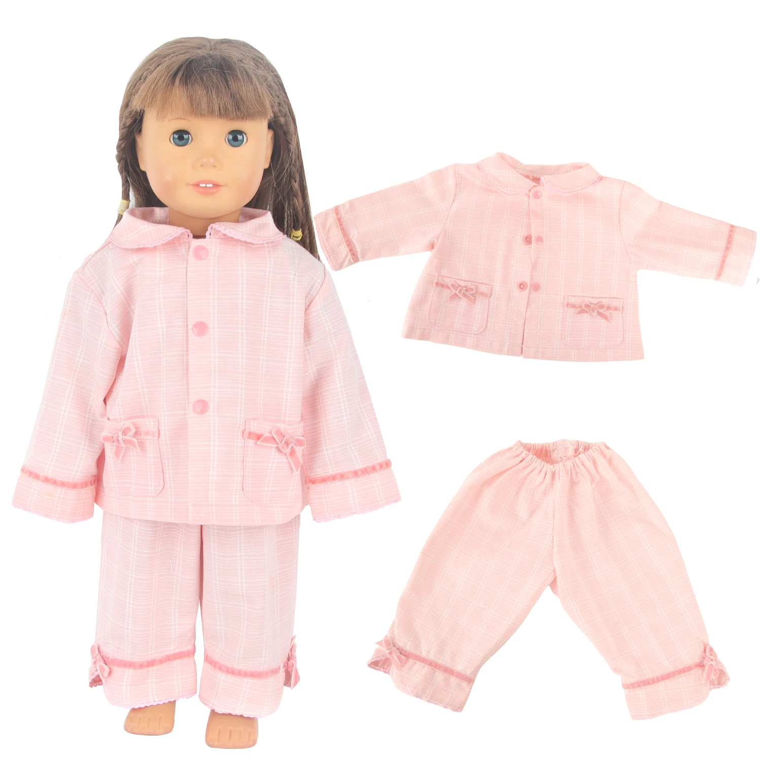 

New Pink Bow Knot Doll Clothes Set For 18 Inches American&43cm Baby New Born Dolls,Mini Casual Wear For OG Girl Dolls Toy