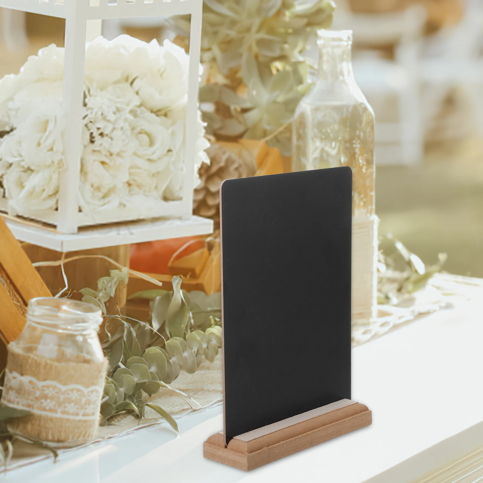 2pcs Mini Double Sided Wooden Base Tabletop Chalkboard Sign Small Menu Boards Easel Stand Compact Multifunctional