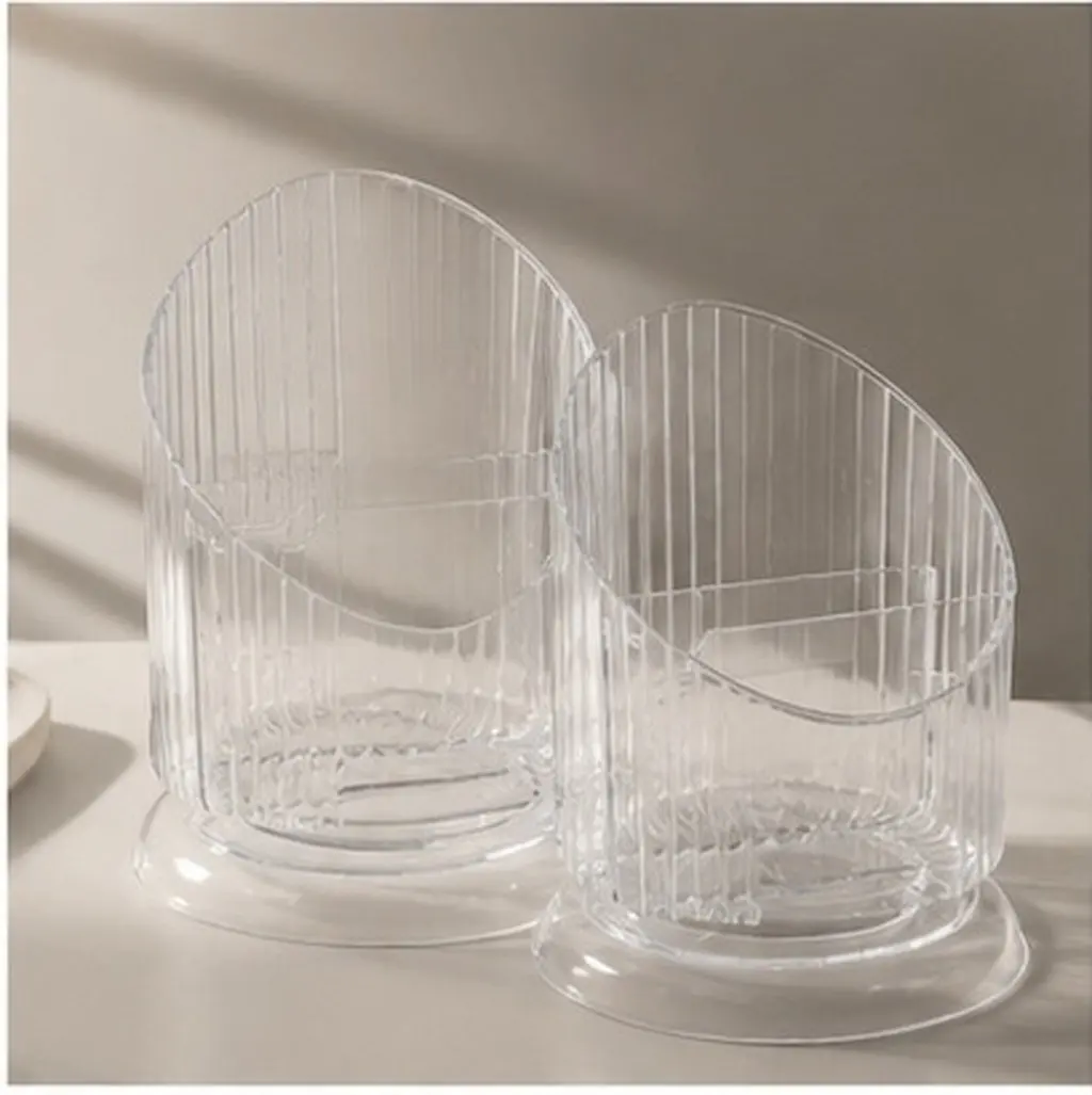 2Pcs Premium Clear Pet Makeup Brush Holder Organizer with Big Opening Compartment Design for Brushes Pens Eyeliners Lipstick