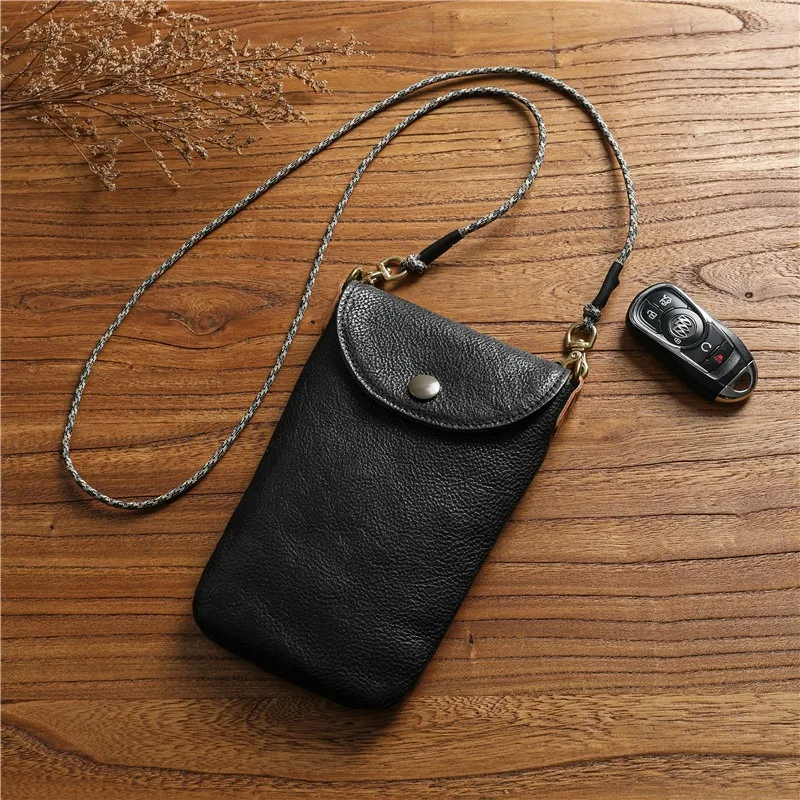Zency Durable Men Soft Cowhide Leather Shoulder Bag Crossbody Bag Premium Natural Leather Lightweight Phone Bag Male Bag
