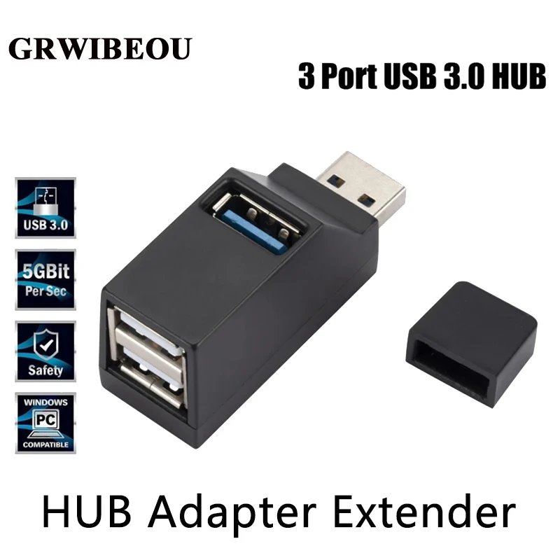 

USB 3.0 HUB Adapter Extender Mini Splitter Box 1 to 3 Ports High Speed USB 2.0 Hub For PC Laptop U Disk Card Reader Accessories