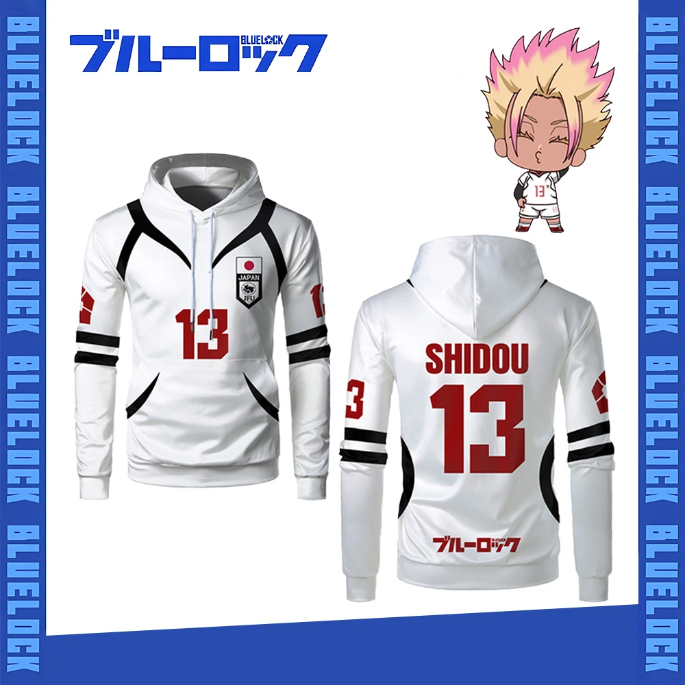 

Blue Lock Anime U20 Team White Uniforms Hoodie SAE SHIDOU Long-sleeved Sweatshirt Men and women Sports Breathable Tops As a Gift