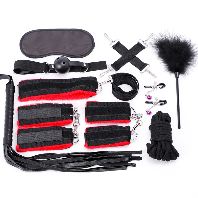 Bondage Set Sex Toys For Adults Handcuffs Nipple Clamps BDSM Whip Spanking Sex Metal Anal Plug Vibrator Butt Bdsm Sex Toy Shop