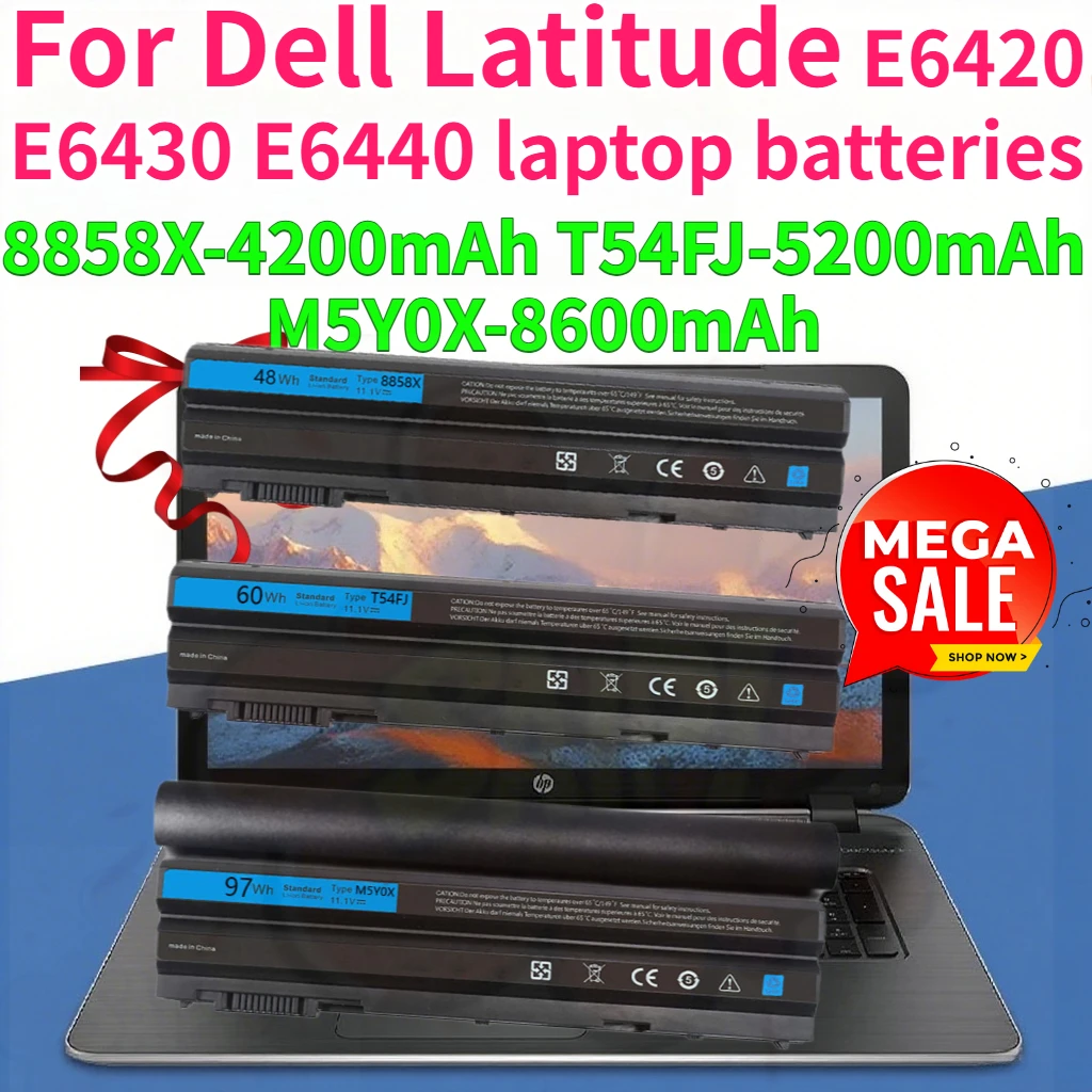 

M5Y0X-8600mAh T54FJ-5200mAh 8858X-4200mAh Laptop Battery for Dell Latitude E6420 E6430 E6440 T54FJ 8858X Compatible Batteries