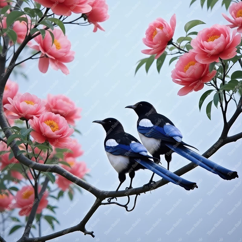 Three Ratels Elegant peacock art wall sticker for home Decoration