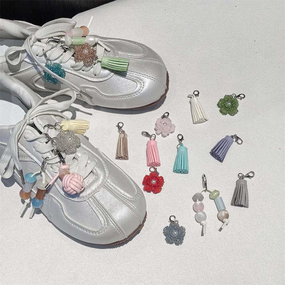 Shoe Charms Candy Color Tassel Beaded Flower Wooden Bead Sneaker Decoration Buckle Woven Ball Lightweight Mini Colorful