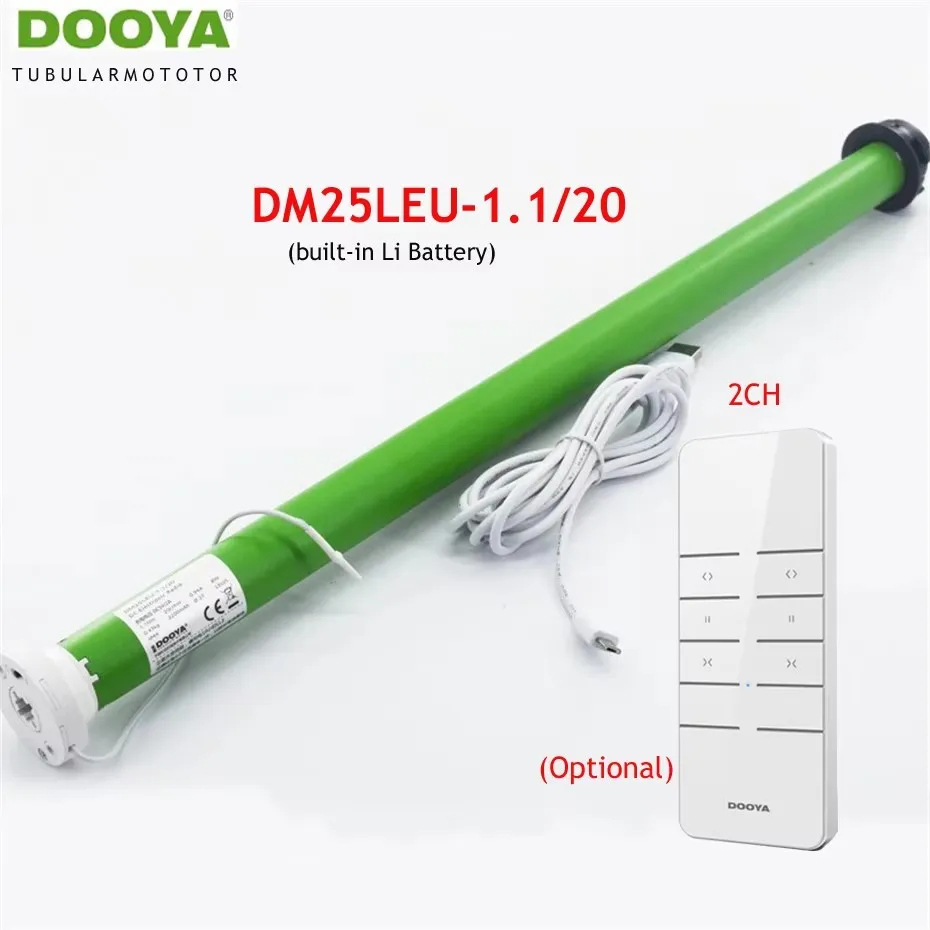 DOOYA DM25LEU Tubular Motor Built-in Li Battery Motor USB Charge for Rolling Blinds,RF433 Emitter Control,for 38mm Tube