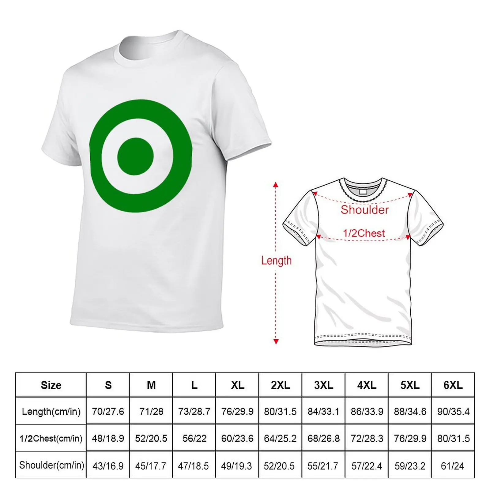 Green Target Bullseye T-Shirt Light Athletic Short Sleeve Tee Shirt