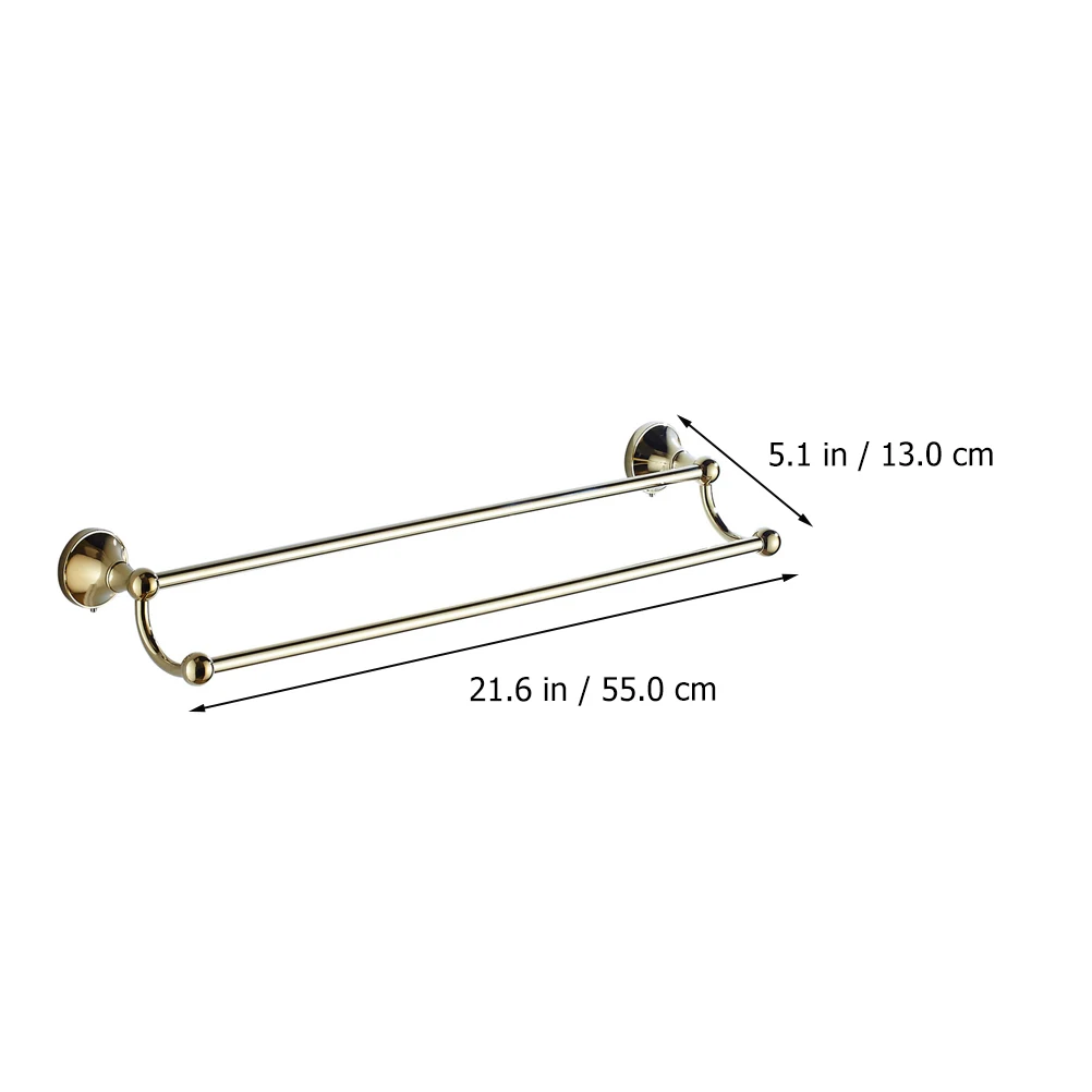 

Double Bar -mounted Storage Bath Towel Holder Shelf Brass High Capacity Bathroom Supply Holder Organizer