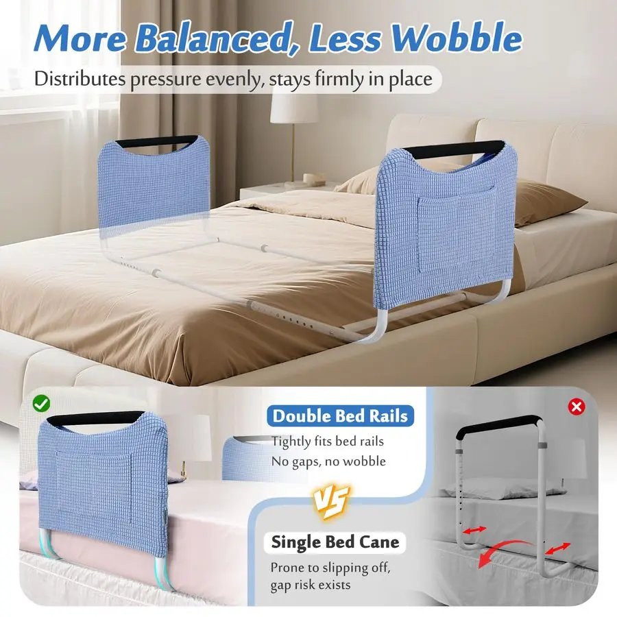 حاجز سرير مزدوج، قضيب U لقضبان مساعدة السلامة الطبية بجانب السرير، دعم درابزين لكبار السن تحت درابزين المرتبة، H #3