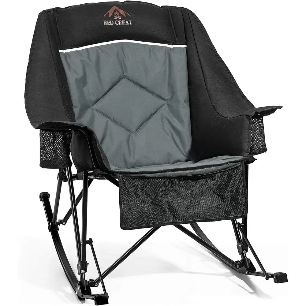 

Extra-Large Padded Rocking Chair for Adults - Heavy Duty, High Back, 400 lbs Capacity, with Cup Holders and Carry Bag