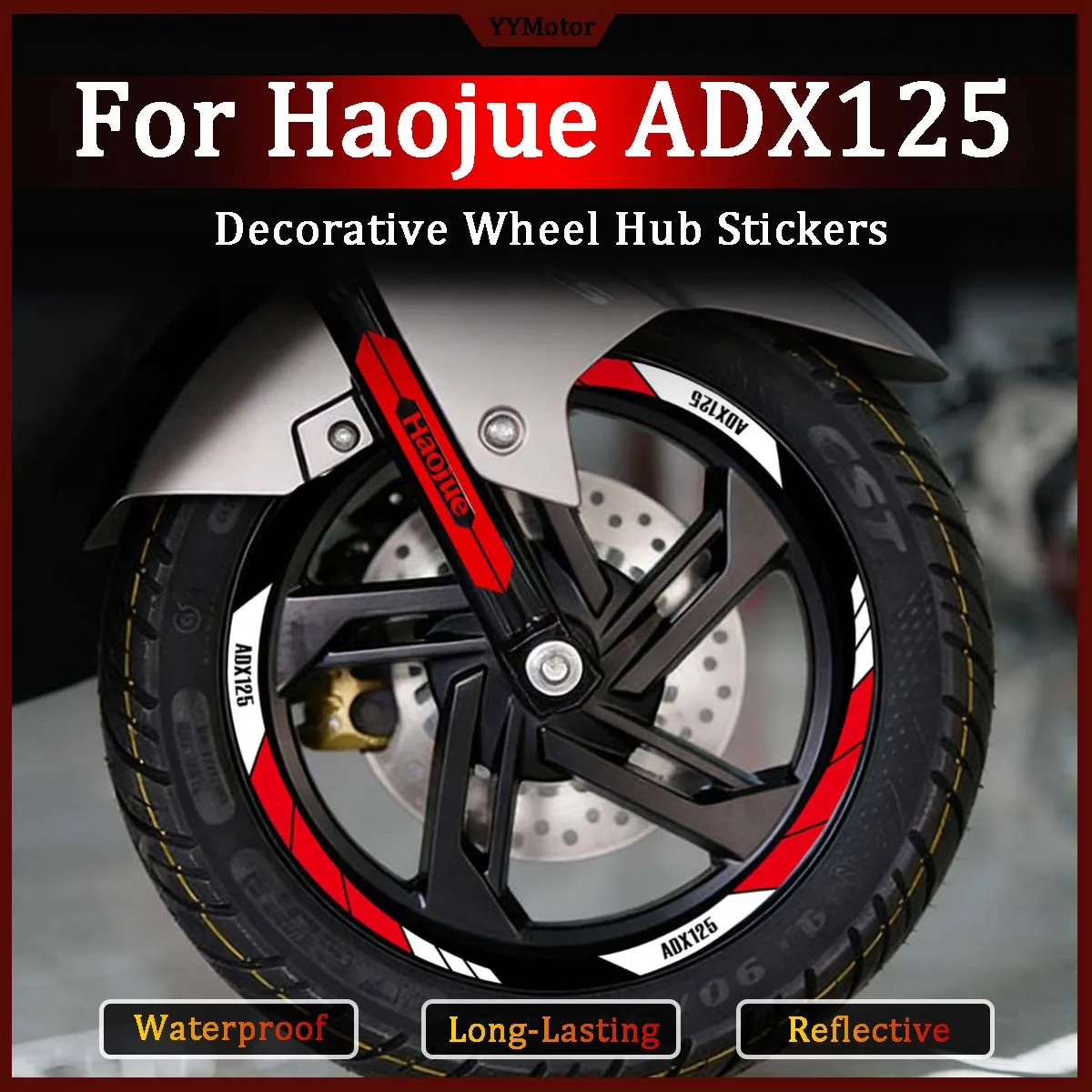 

Светоотражающие наклейки на колесные диски для мотоциклов Haojue ADX125, декоративные виниловые наклейки на обод и переднюю вилку мотоцикла/скутера