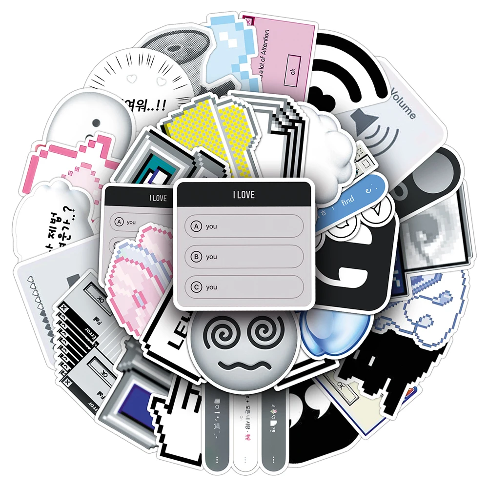 10/30/50 pçs engraçado expressão de internet adesivos rede de programação decalques dos desenhos animados portátil capacete bicicleta telefone graffiti adesivo pacote