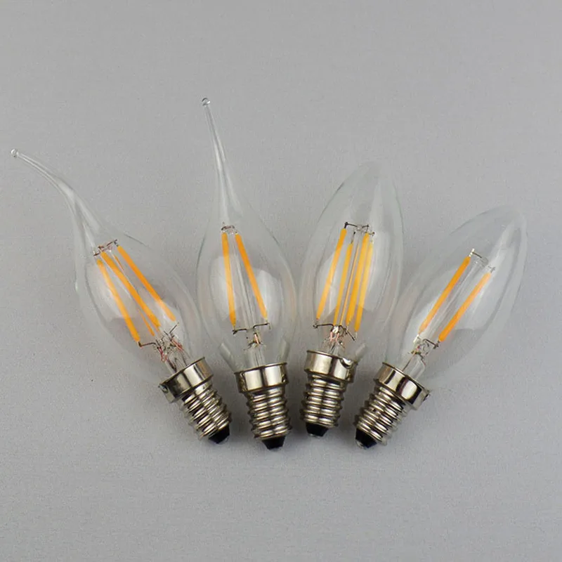 Bombilla de filamento LED E14, Bombilla Retro de vidrio Edison para decoración del hogar, C35/C35L/G45