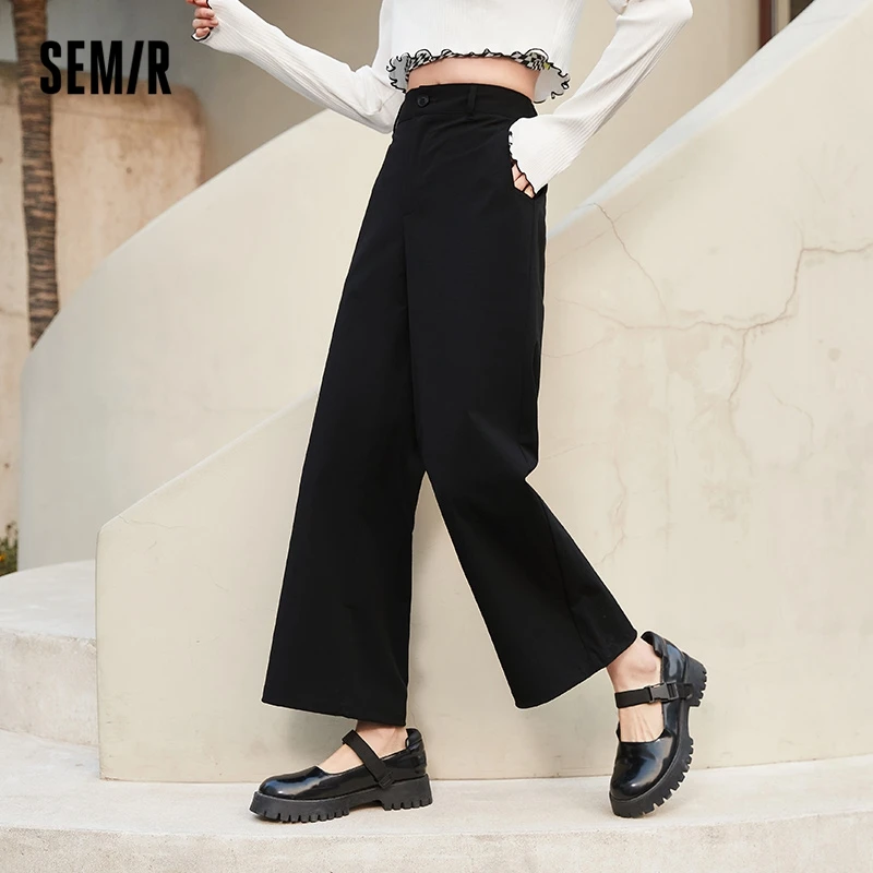 

Semir Casual Pants Women Solid Drawstring Jogging Pants Workwear Style 2022 Autumn New Styleeight-Point Pants Handsome