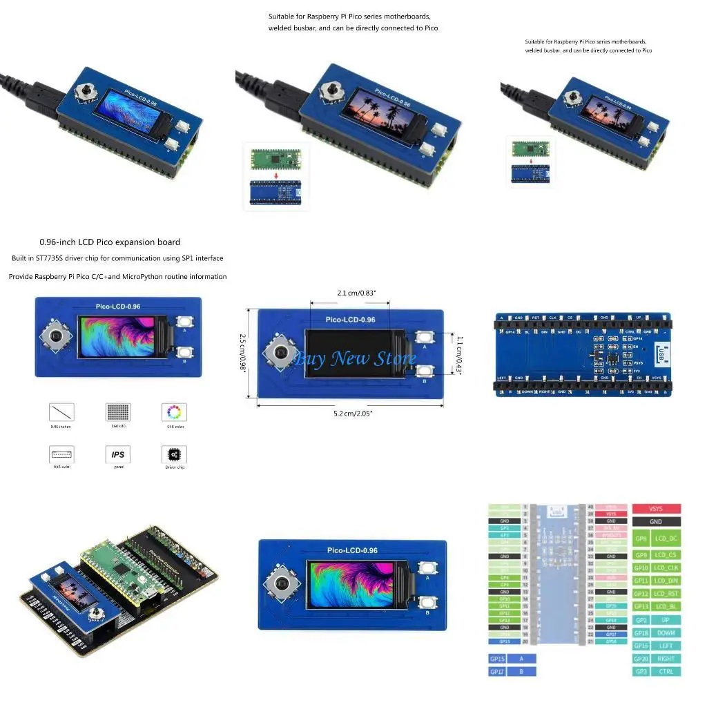 

20CE 65K RGB Color LCD Module 0.96inch IPSScreen SPI Control for RaspberryPico