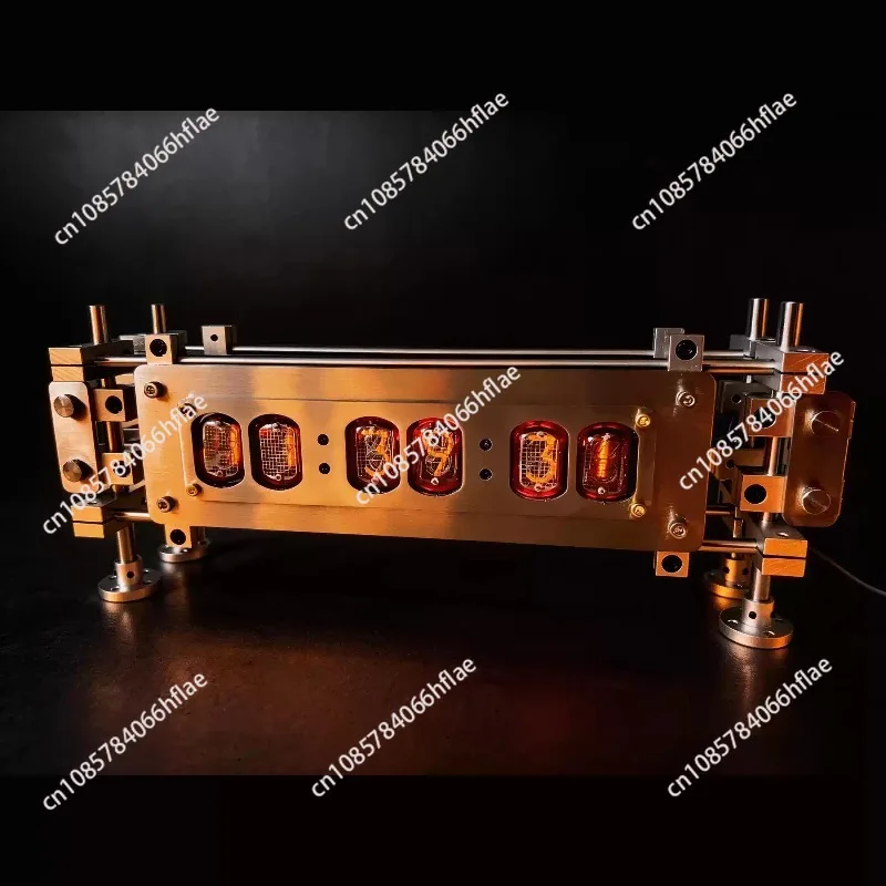 6-Digit IN12 Nixie Tube Clock Retro Stainless Steel Glow Tube Digital Electronic Desk Clock 4