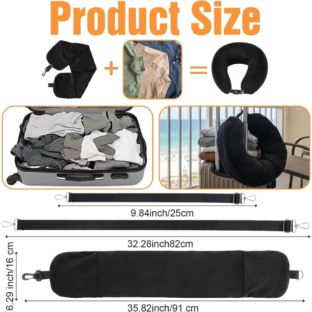 2026 Fillable travel neck pillow, can hold clothes, pillowcase storage, Lycra fabric, portable travel bag pillow gallery 5