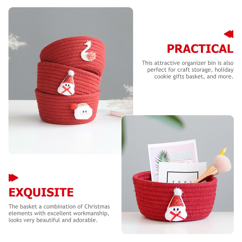 

Christmas Storage Box Decorative Baskets Boxes Gift Cotton Thread for Shelves Holiday Empty