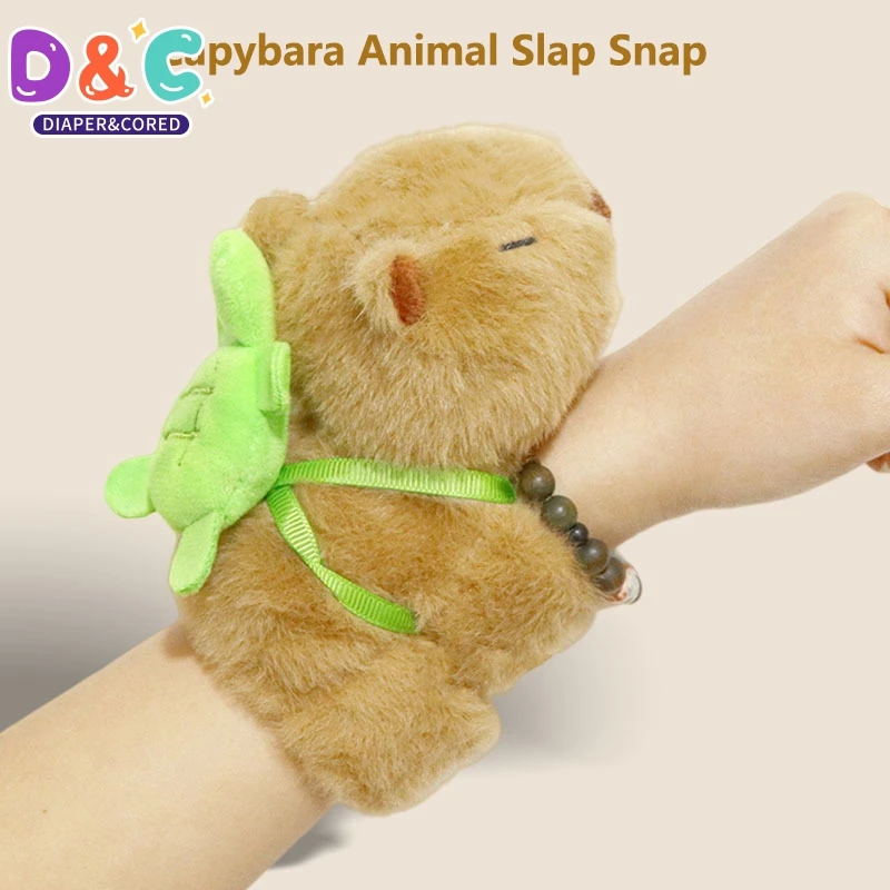 

tiful Kawaii kapibara zwierząt Slap Snap Wrap opaska na nadgarstek bransoletka kapibara pluszowy pierścionek na rękę opaska na nadgarstek zabawki dla dzieci prezent urodzinowy