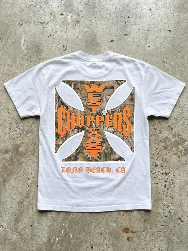 2026 New West Coast Choppers Family Matching Unisex Oversized T Shirt Streetwear Camo Iron Cross Biker Back Print Graphic Tee