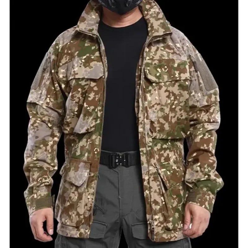 Jaqueta camuflada alemã Flecktarn todo terreno casaco masculino de inverno estilo longo