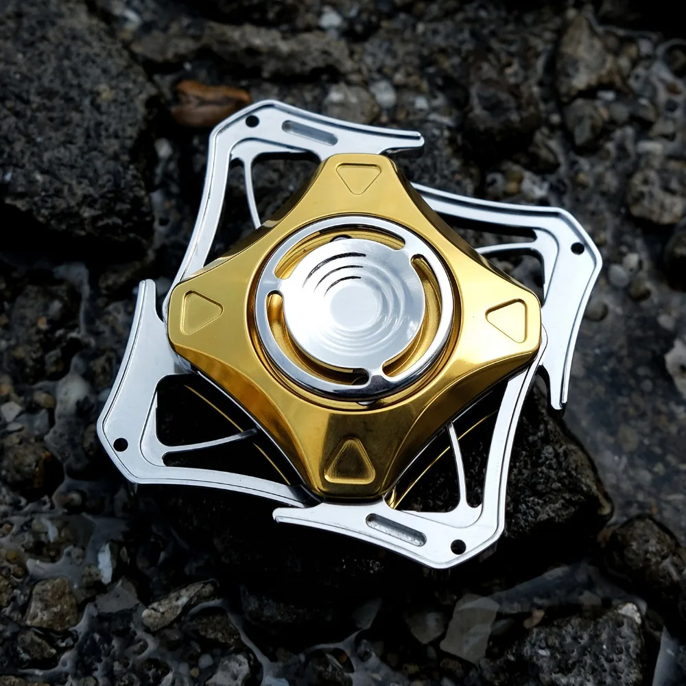 SKER EDC Staggered Open-shell Steel Polished Four-leaf Mechanical Metal Fidget Spinner Decompression Toy