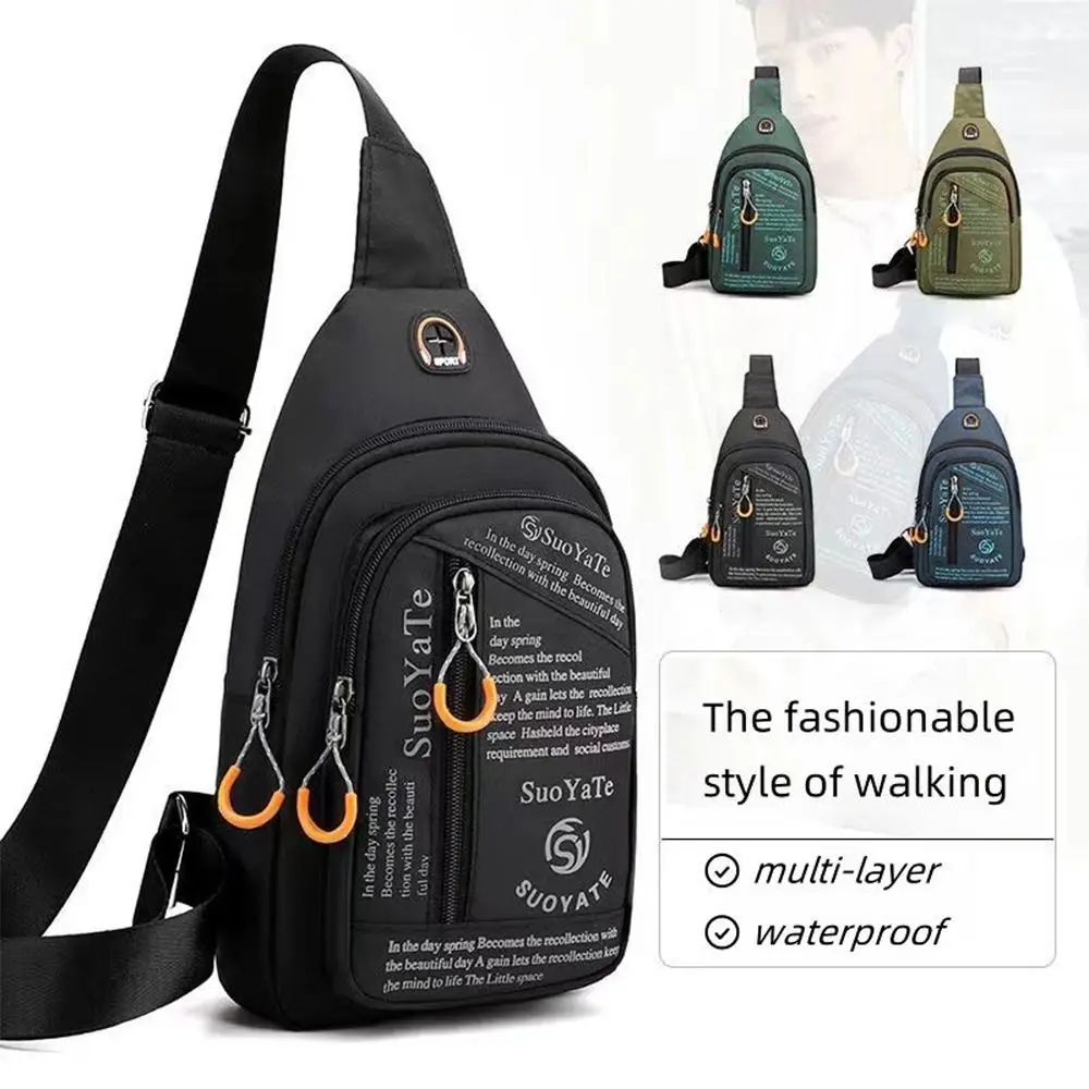 

1Pcs Nylon Men Chest Bag Black Blue Green Multifunctional Crossbody Bag Large Capacity Sports Male Shoulder Bag Mobile Phone