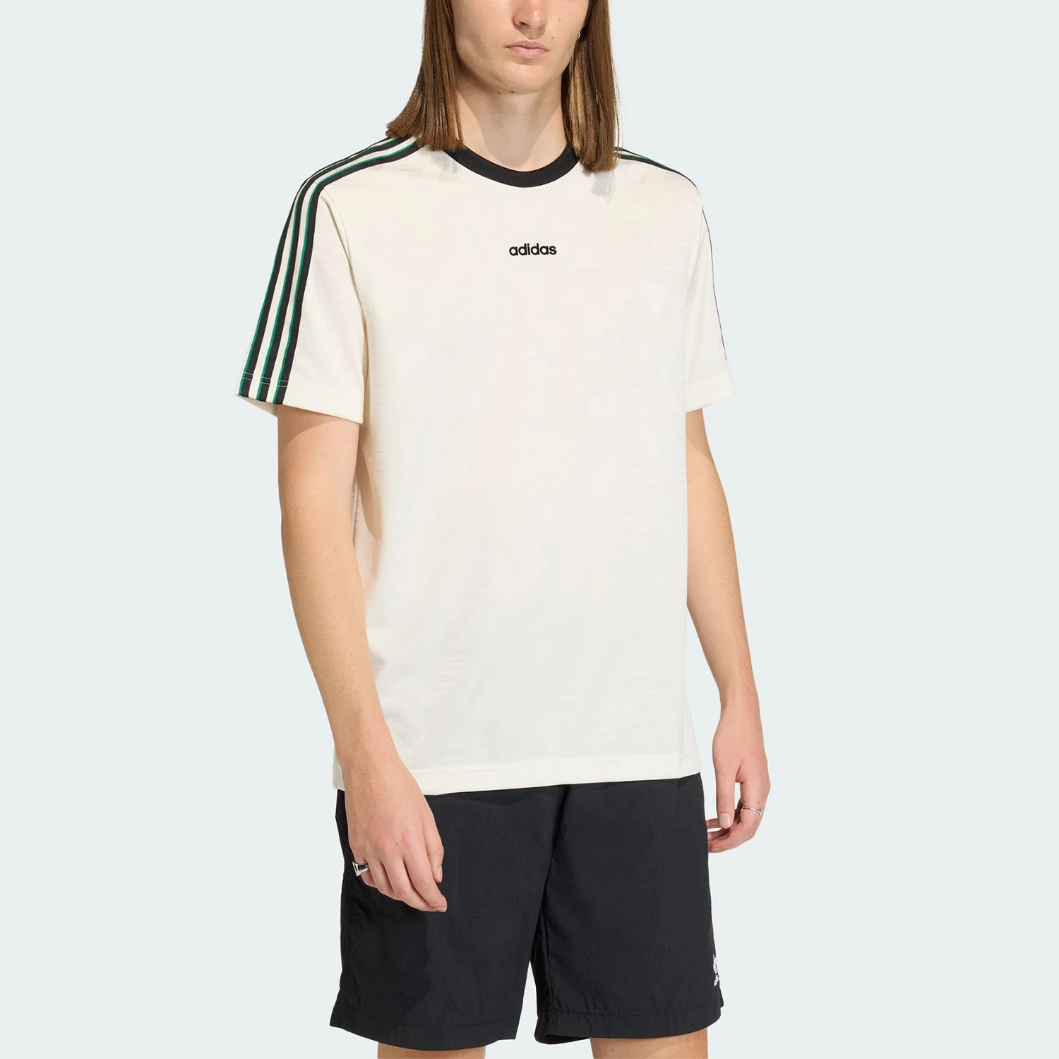 

Adidas Authentic Wang He Di Same Style Men's Jacquard Culture Round Neck Short Sleeve T-Shirt KE2139