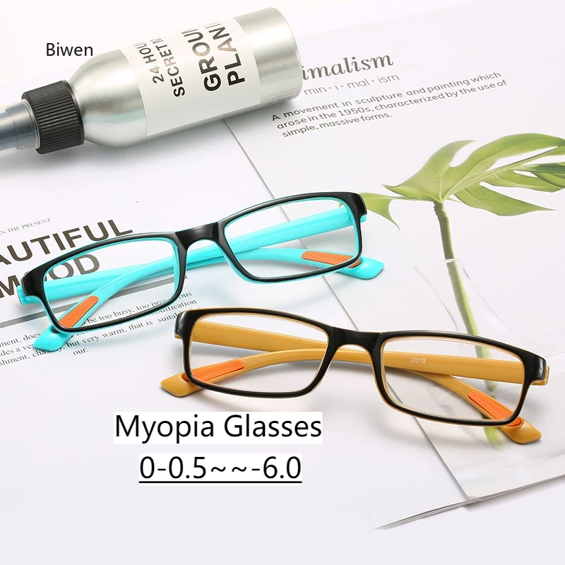 

Ultra-light TR90 Square Myopia Glasses With Degree Women Men Student Prescription Eyeglasses Black-Red Frame -0.5 -1.0 To -6.0