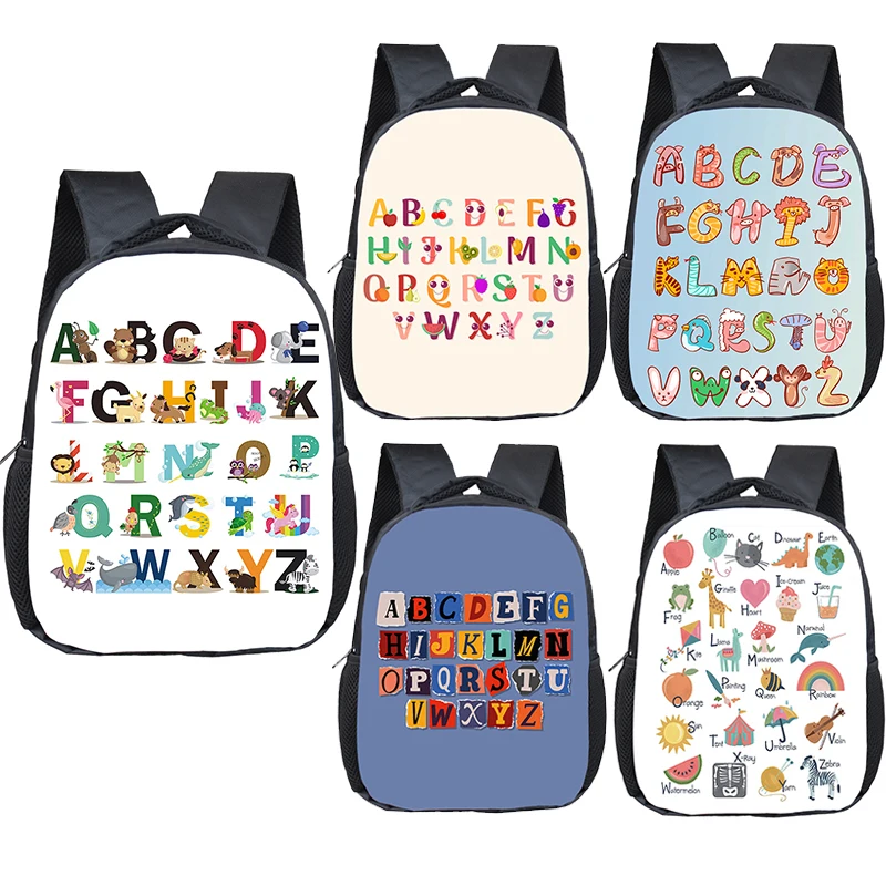 

Alphabet 26 Letters Print Backpack Children Schoolbags for 2-4 Years Kids A-Z Letter Kindergarten Bag Baby Toddler Bookbags Gift