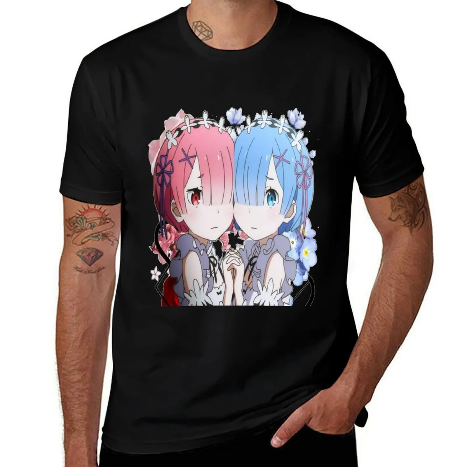 

Rem and Ram ( re zero ) T-Shirt cotton t shirts high quality men t shirt cotton 100% T-Shirt