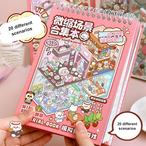 Imagen 2 del producto Colección de pegatinas de paisaje 3D, álbum de libros 1,0-3,0, escena de dibujos animados de talla grande, bricolaje, Festival, regalo de cumpleaños para pegatinas de escena infantil