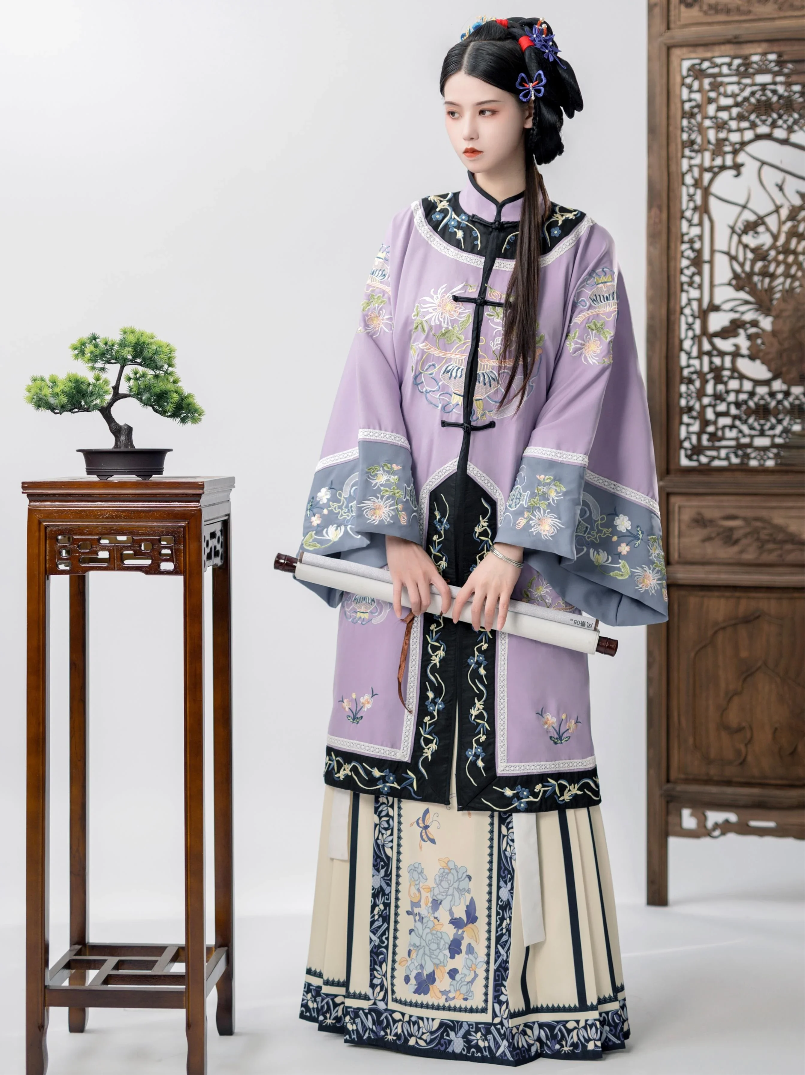 

3 Colors Hanfu Set Qing Han Women Autumn Top Horse Face Skirt Heavy Embroidery Qing Clothing Hanfu Chinese Traditional Dress