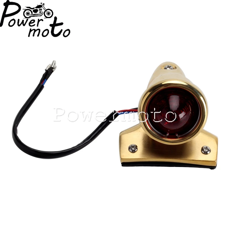 Motorcycle 12V LED Rear Red Polished Tail Light Brake Stop Lamp License Plate For Harley Bike Bobber Chopper Custom BMW Honda