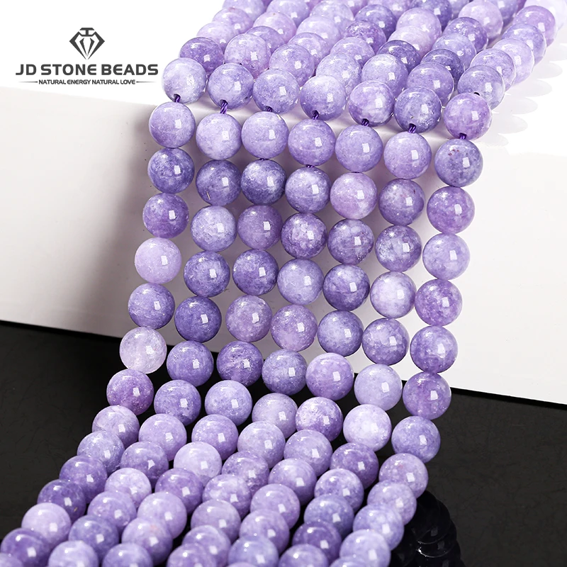 6 8 10mm Natural Stone Dyed Color Purple Aquamarine Round Loose Spacer Bead For Jewelry Making Diy Necklace Bracelet Accessory