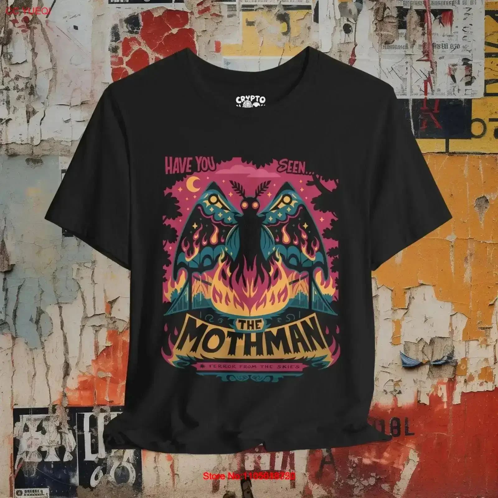 T-shirt Mothman Black Bridge Have You Seen The vintage, style streetwear délavé, doux, respirant et polyvalent pour un usage quotidien