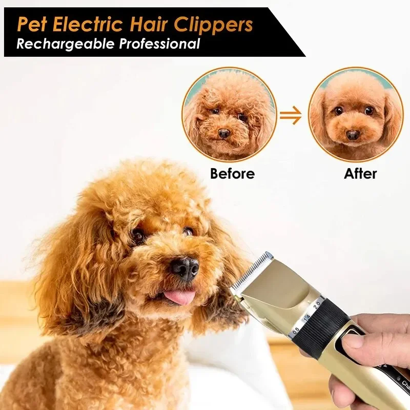 Pet Professional Hair Clipper Electrical Grooming Trimmer for Dogs Cats USB Rechargeable Shaver Low Decibel Dog Haircut Machine