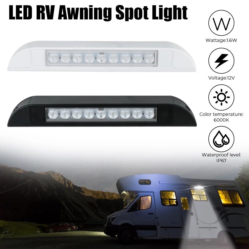 LED Awning Spot Light 6000K Outdoor Camping Light Light Bar RV Yacht Indoor Ceiling Light 12V for RV Caravan Interior Wall Lamps