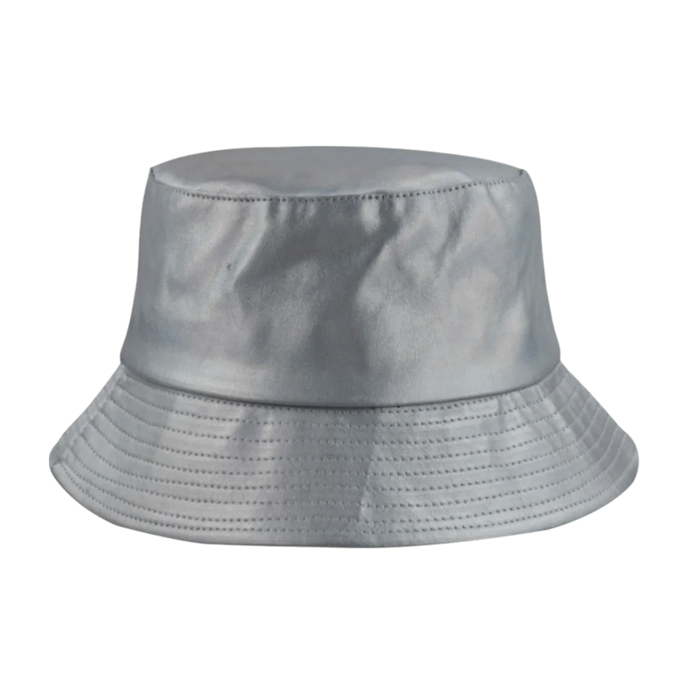 High Quality Leather Luminous Bucket Hat Wide Brim Solid Color Laser Rainbow Fisherman Hat Gold Silver Shiny Sun Cap Summer