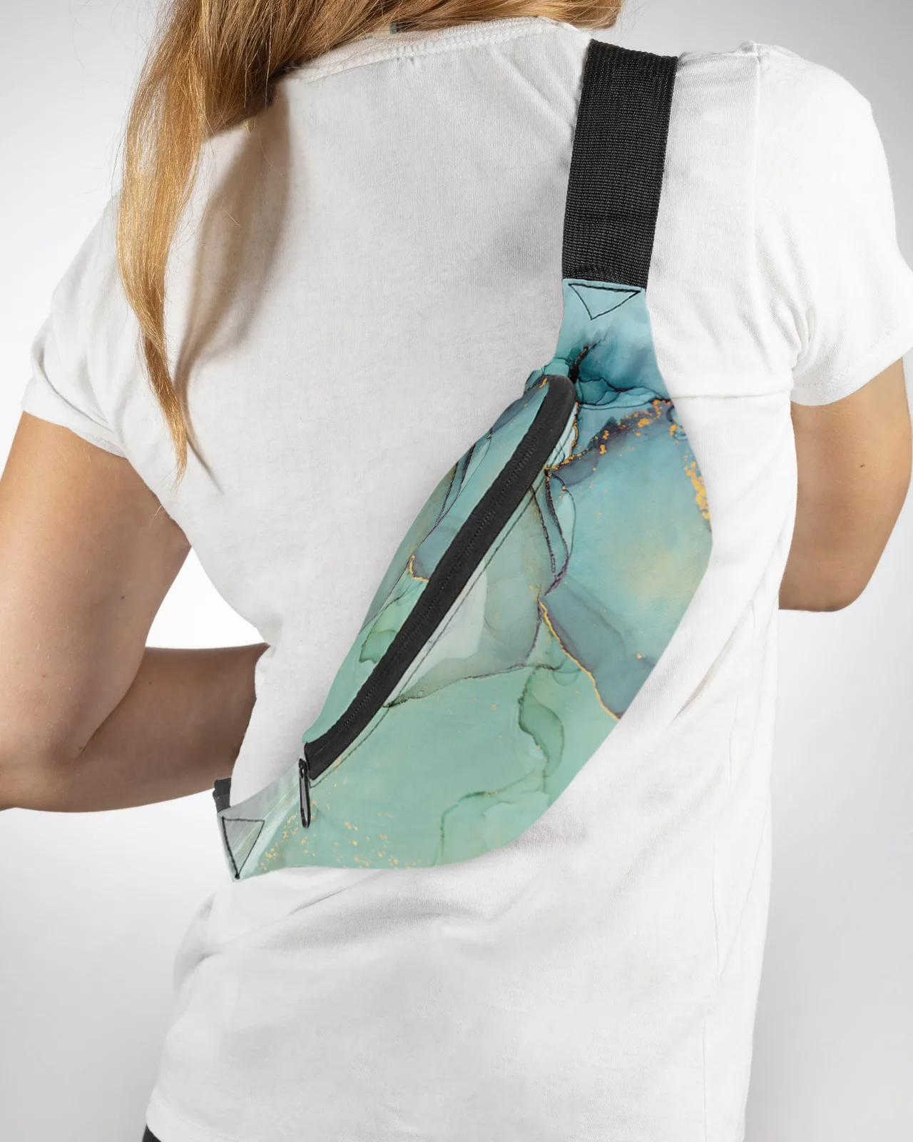 

Marble Turquoise Men Wallet Women Waist Bag Fanny Pack Purse Large Phone Belt Bag Wallet Pouch Waterproof Banana Hip Bags