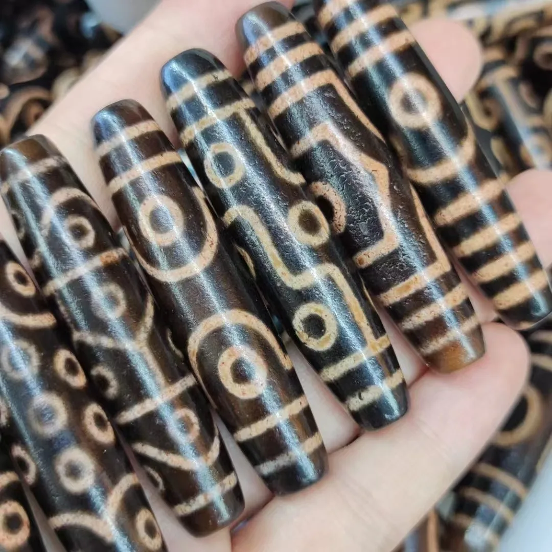 

5pcs/lot natural agate dzi A variety of patterns large size black gold handmade beads ethnic style jewelry pendant perfect