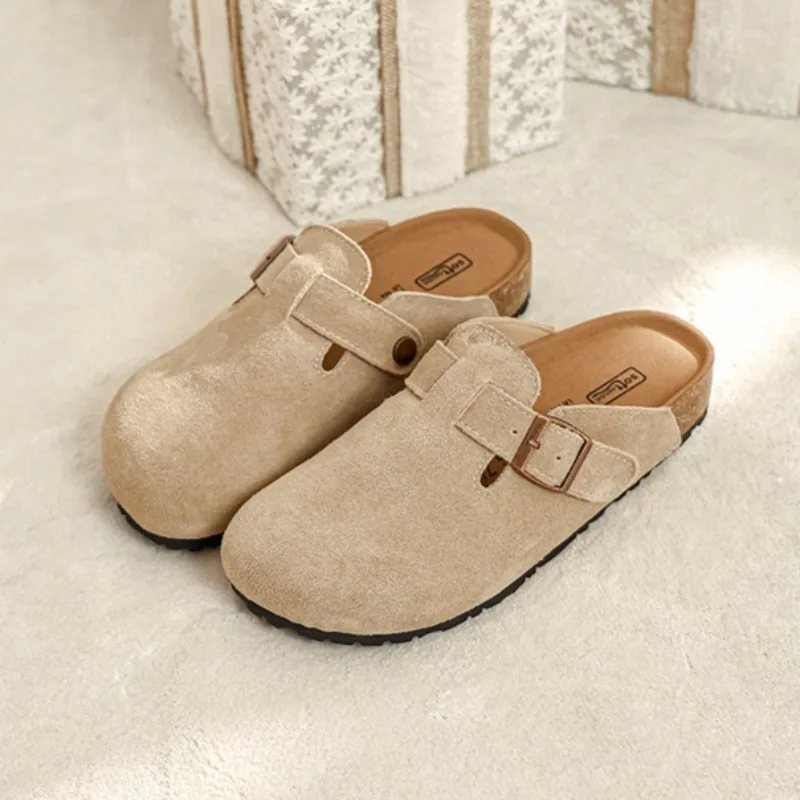 

New Women Shoes Retro Luxury Genuine Leather Muller Slippers for Woman Comfort Vacation Casual Shoe Designer Shoes Zapatos Mujer