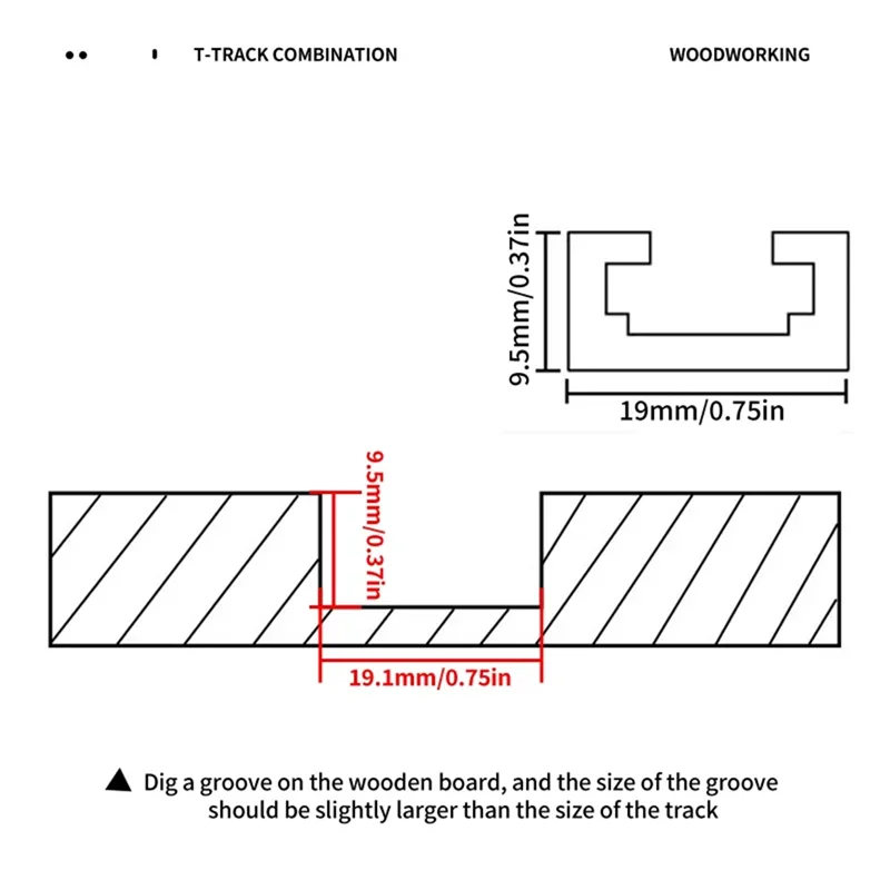 

【Fast Delivery】19X9.5Mm T-Slot Miter Track Woodworking T-Track Slide Aluminium T Screw Jig Fixture T-Slot Track