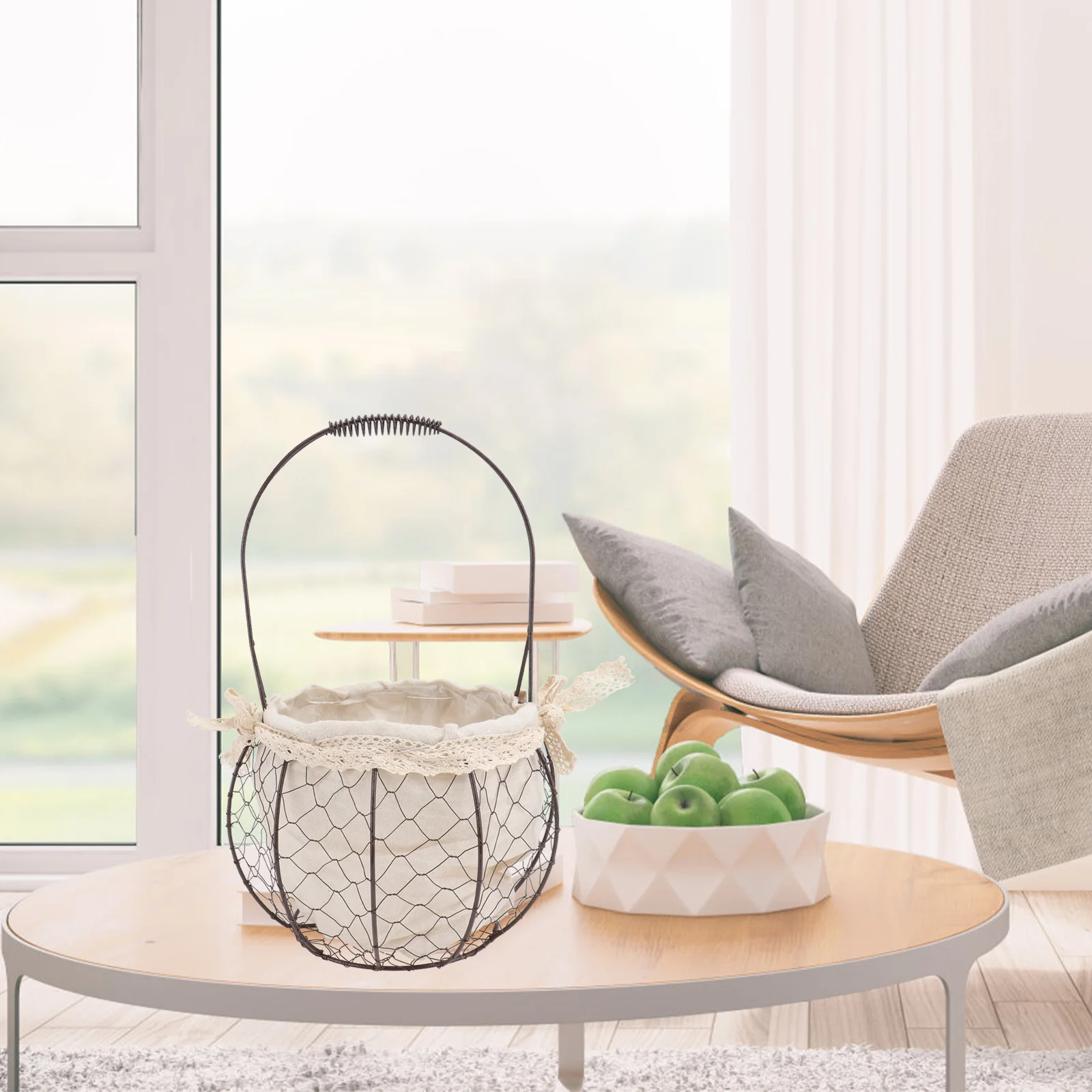 

1Pcs Retro Iron Wire Flower Basket Pastoral Rustic Flowerpot Multifunctional Storage Decoration Container for Wedding Home