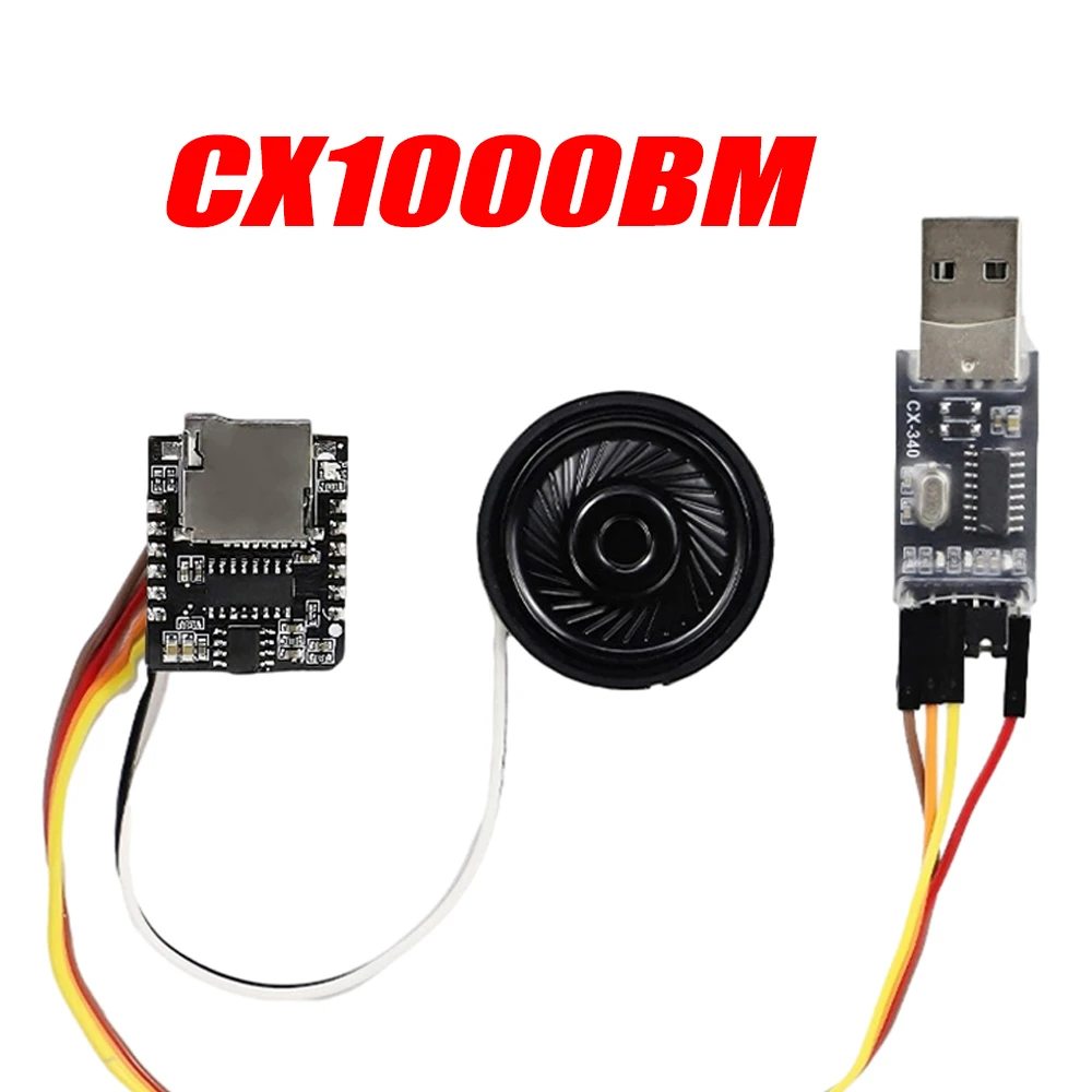 CX1000BM Serial Port MP3 Voice Chip Module Voice Broadcast Custom Audio Module Supports TF Card USB Storage Within 32GB 3.3-5.2V