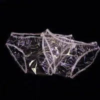 Men Sexy Transparent PU Plastic Underpants Women Soft Smooth Anti Side Leakage ABDL Waterproof Briefs Couple Erotic Panties
