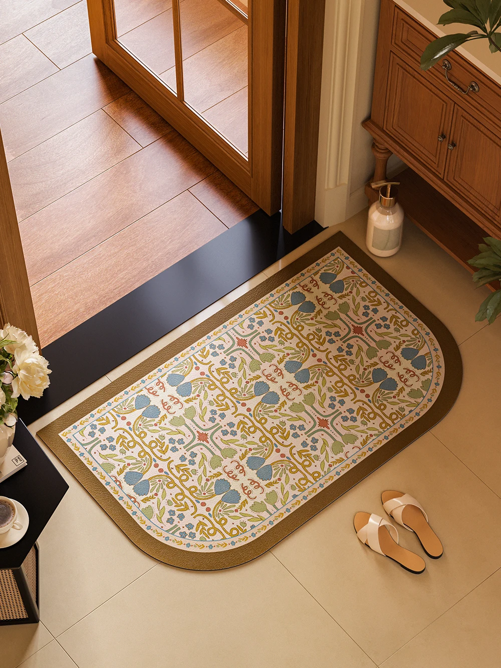 

Futilo Country Sle Batoom Anti-Slip Absorbent Floor Mat Toilet Silicon Dendroid Foot Pad Home Decorative round ape