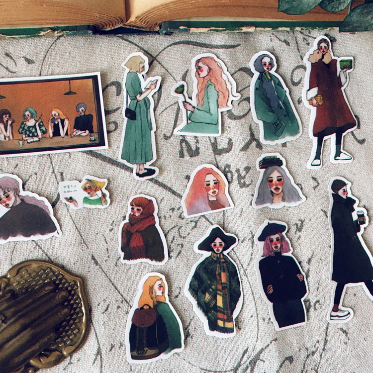 14pcs Girl winter sweet life  stickers DIY scrapbooking album junk journal happy planner decorative stickers