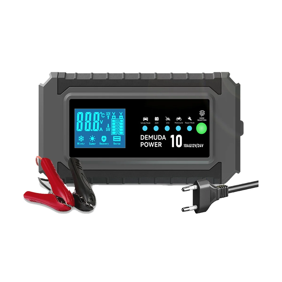 

12V 10A Automotive Battery Charger 24V 5A Car Battery Charger Fast Charging for GEL WET Lead Acid LCD EU Plug